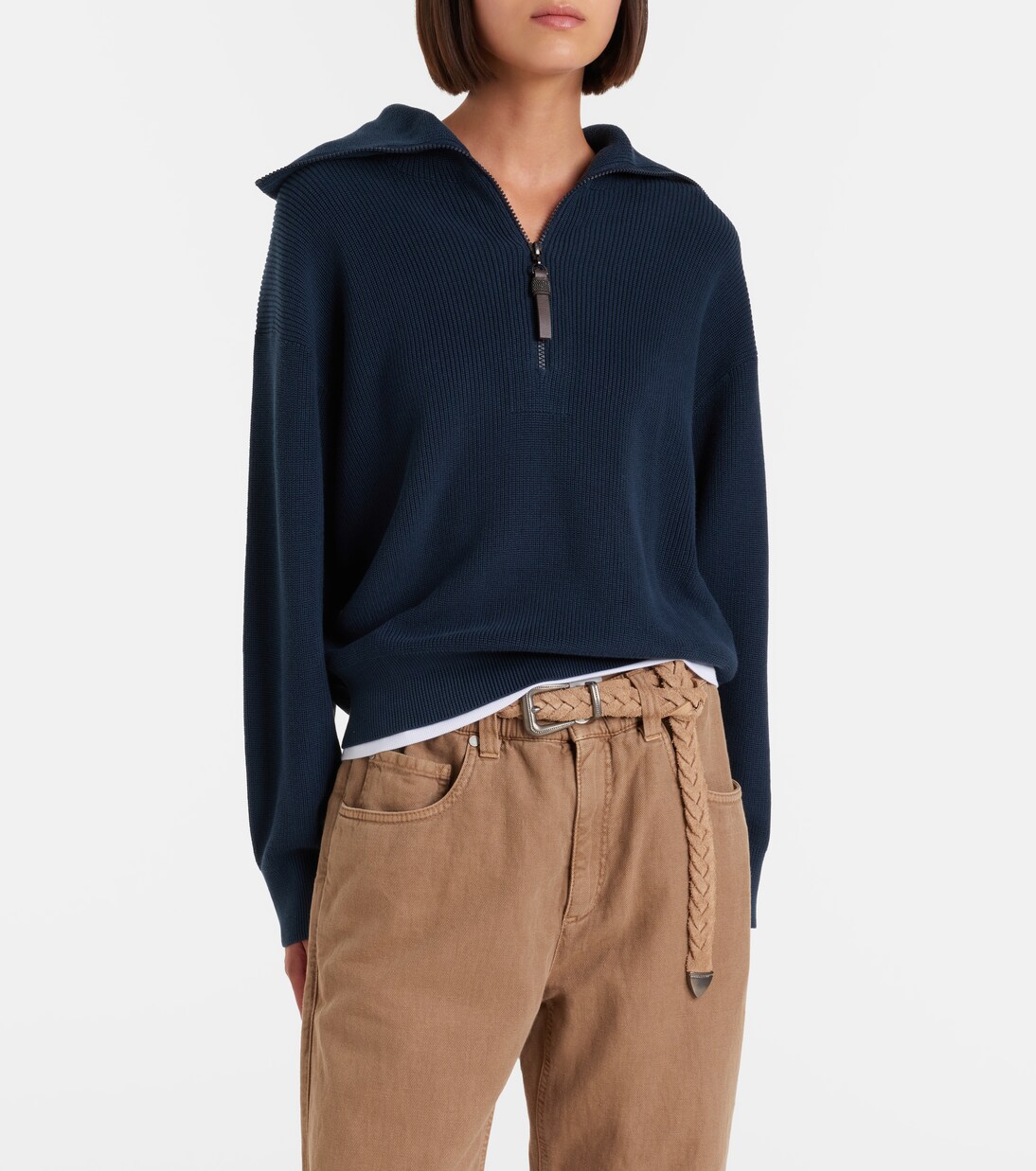 Monili cotton half-zip sweater | Brunello Cucinelli