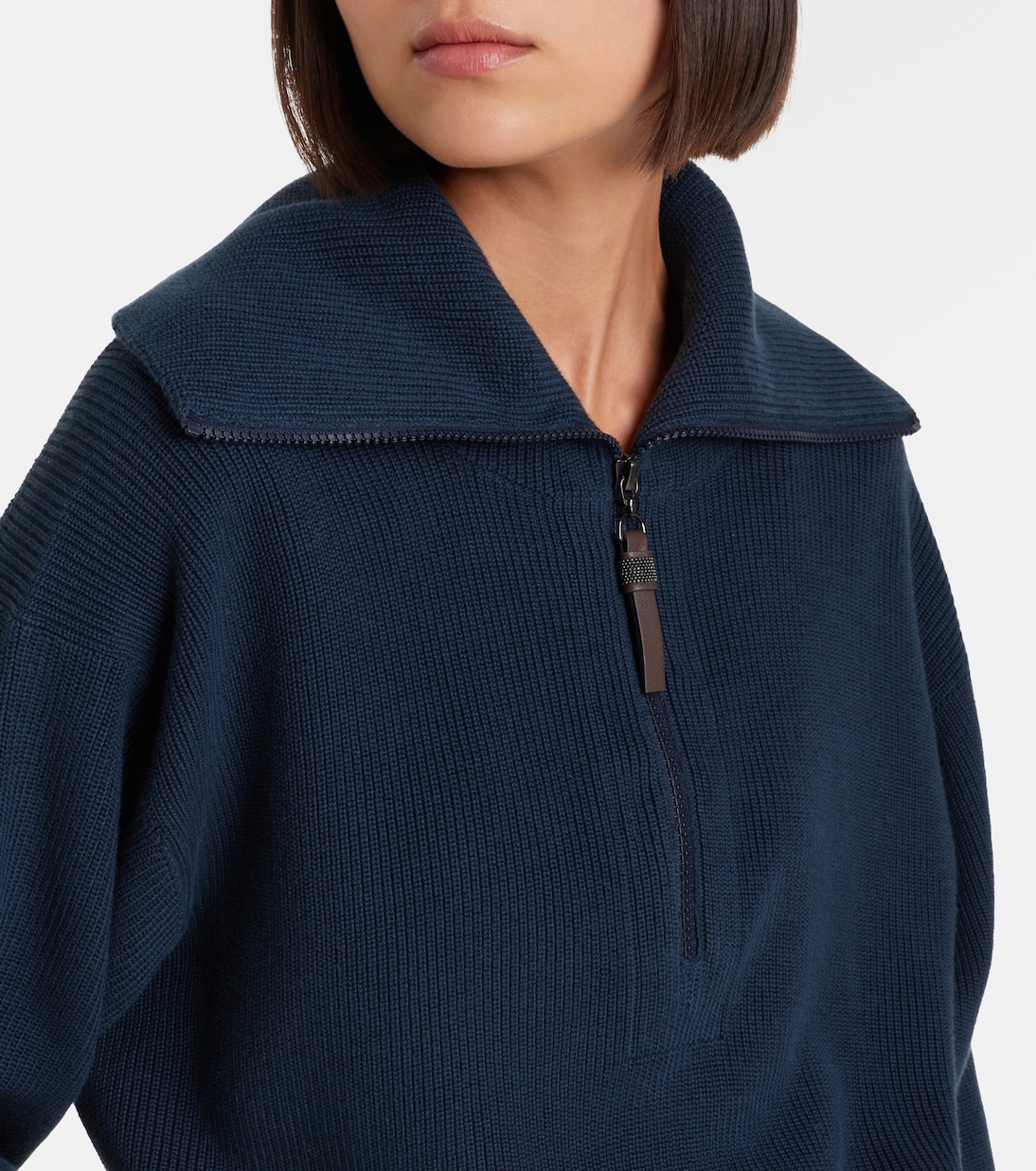 Monili cotton half-zip sweater | Brunello Cucinelli