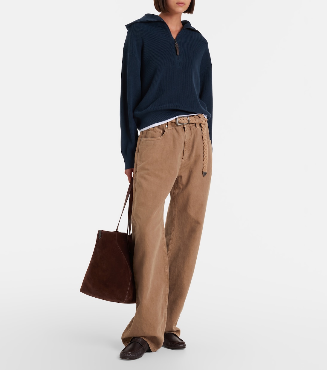 Monili cotton half-zip sweater | Brunello Cucinelli