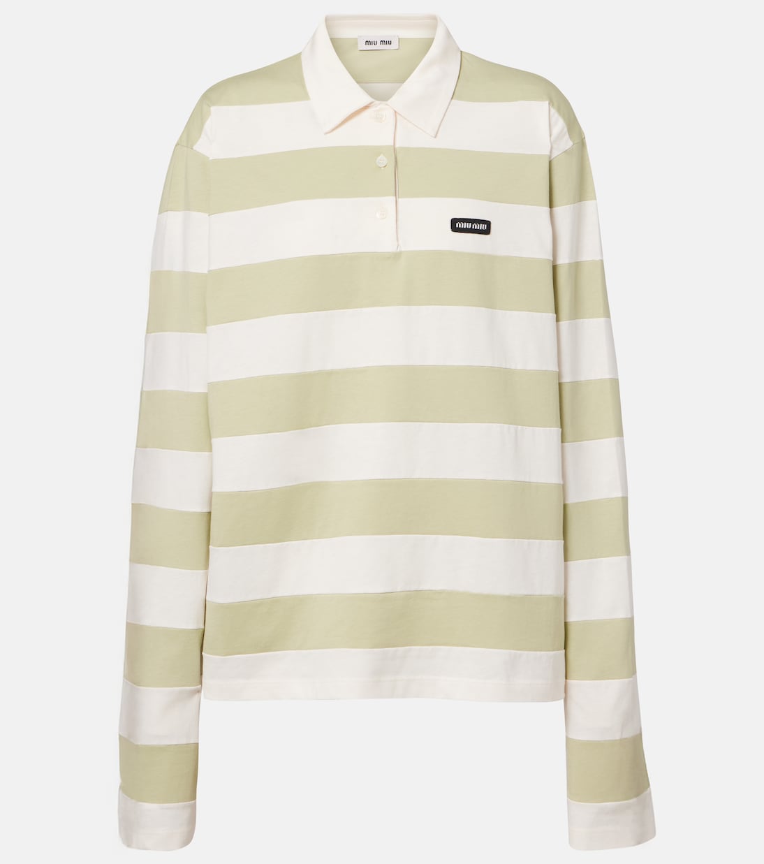 Striped cotton jersey polo shirt | Miu Miu