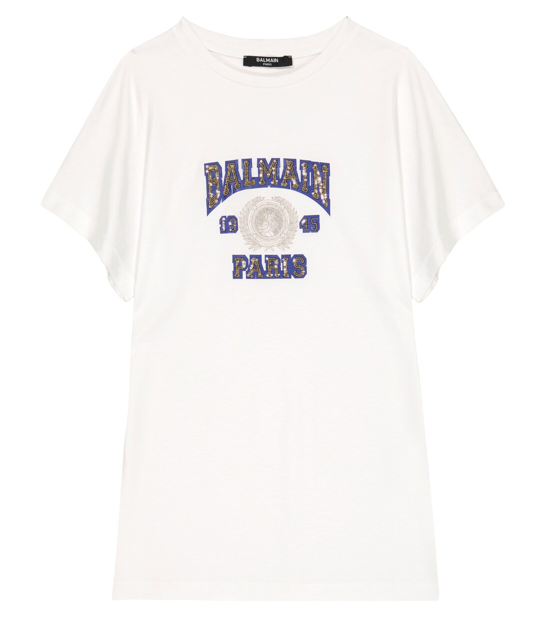 Logo sequined cotton T-shirt | Balmain Kids