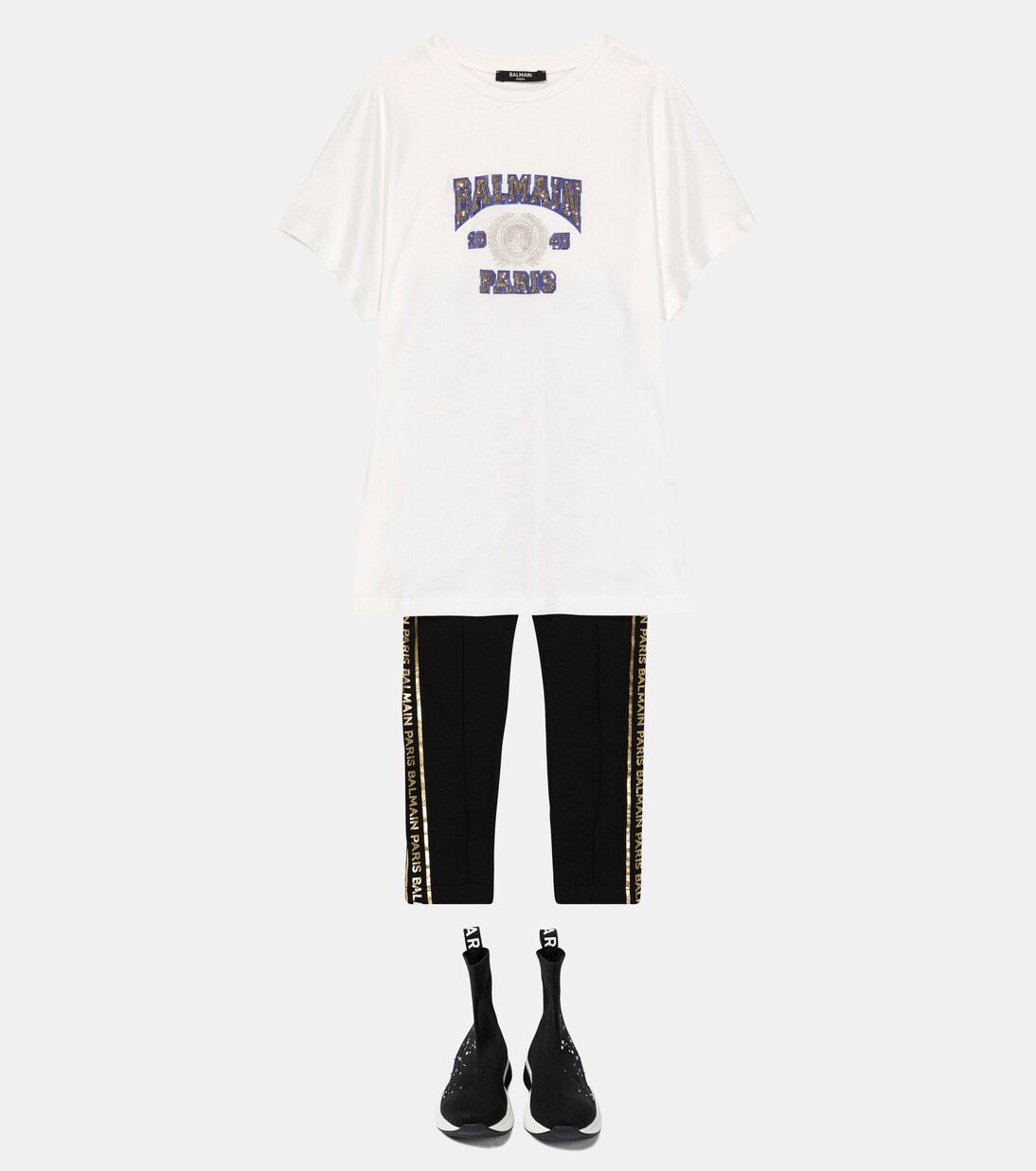 Logo sequined cotton T-shirt | Balmain Kids