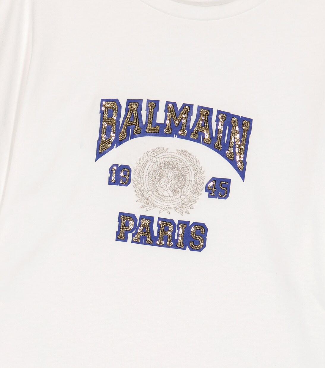Logo sequined cotton T-shirt | Balmain Kids