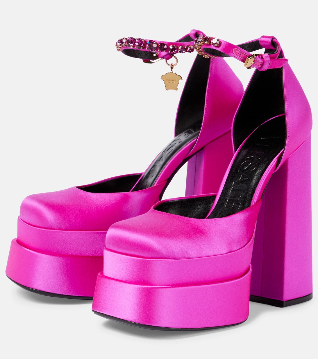 Medusa Aevitas satin platform pumps | Versace