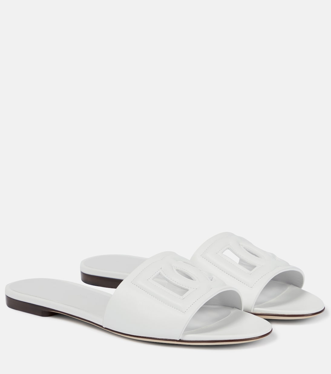 Logo cutout leather slides | Dolce&Gabbana