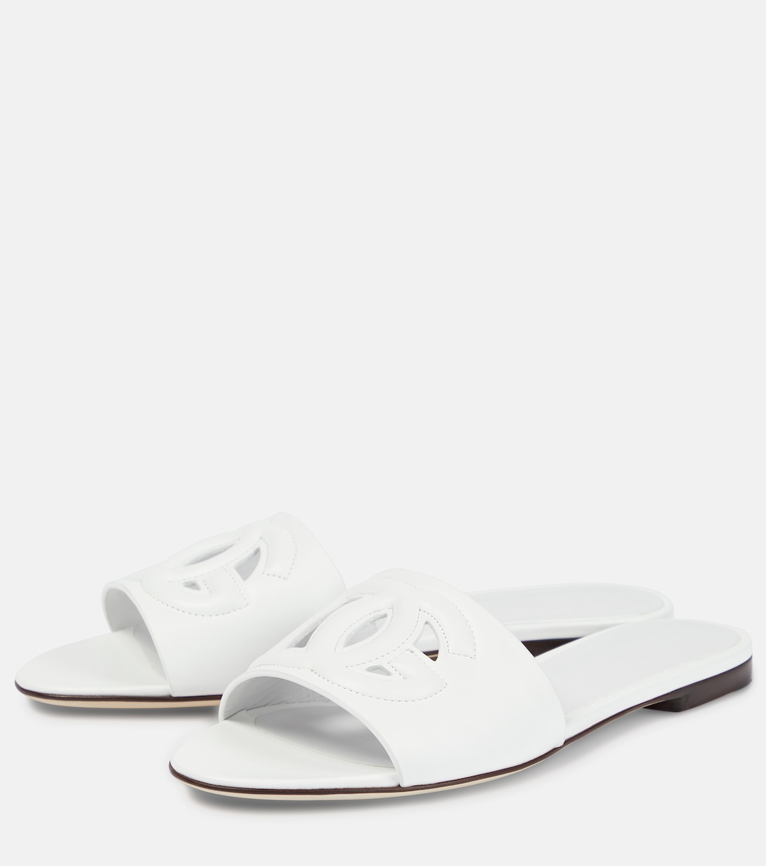 Logo cutout leather slides | Dolce&Gabbana