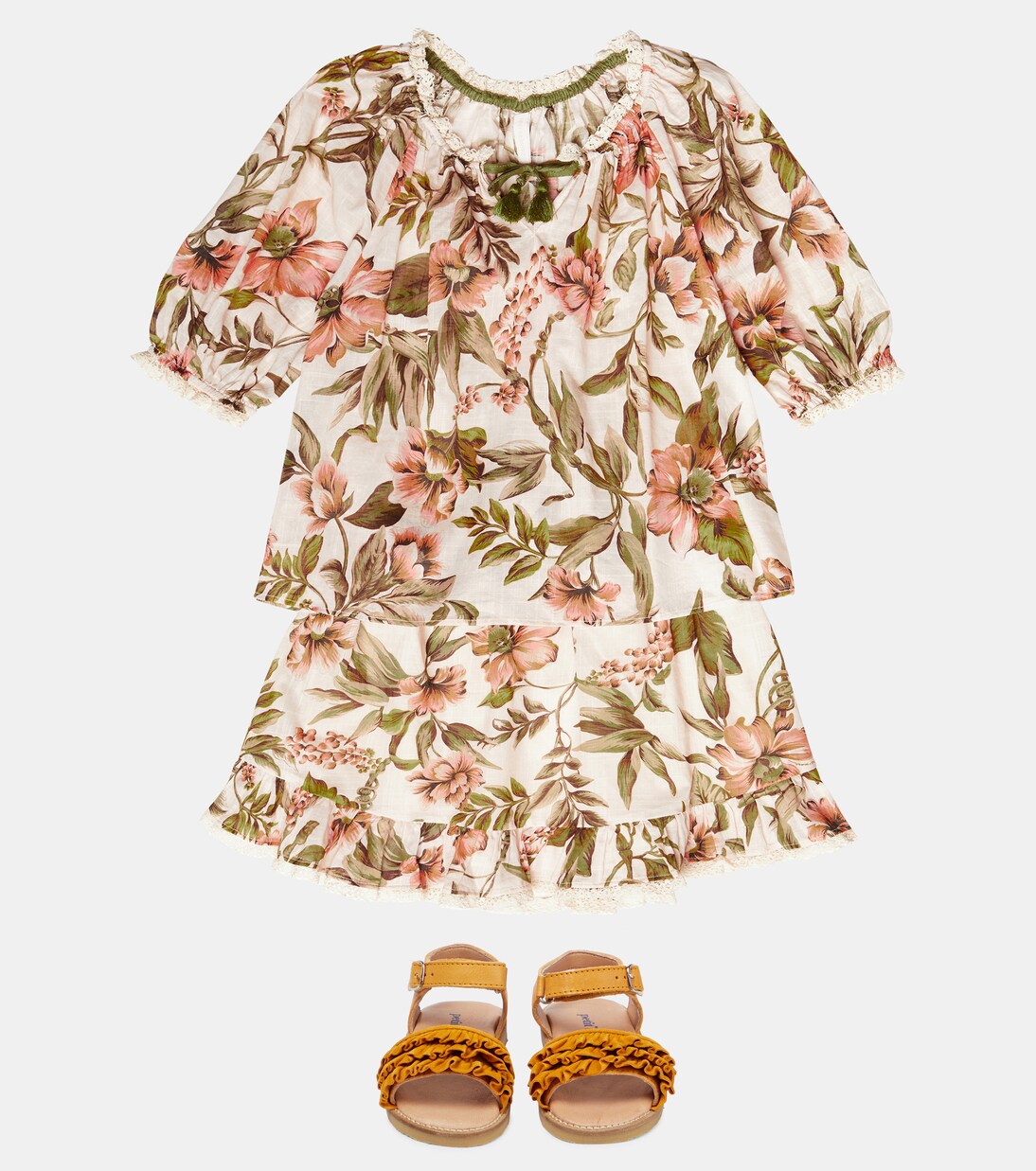 Jupe Anneke Flounce en coton à fleurs | Zimmermann Kids