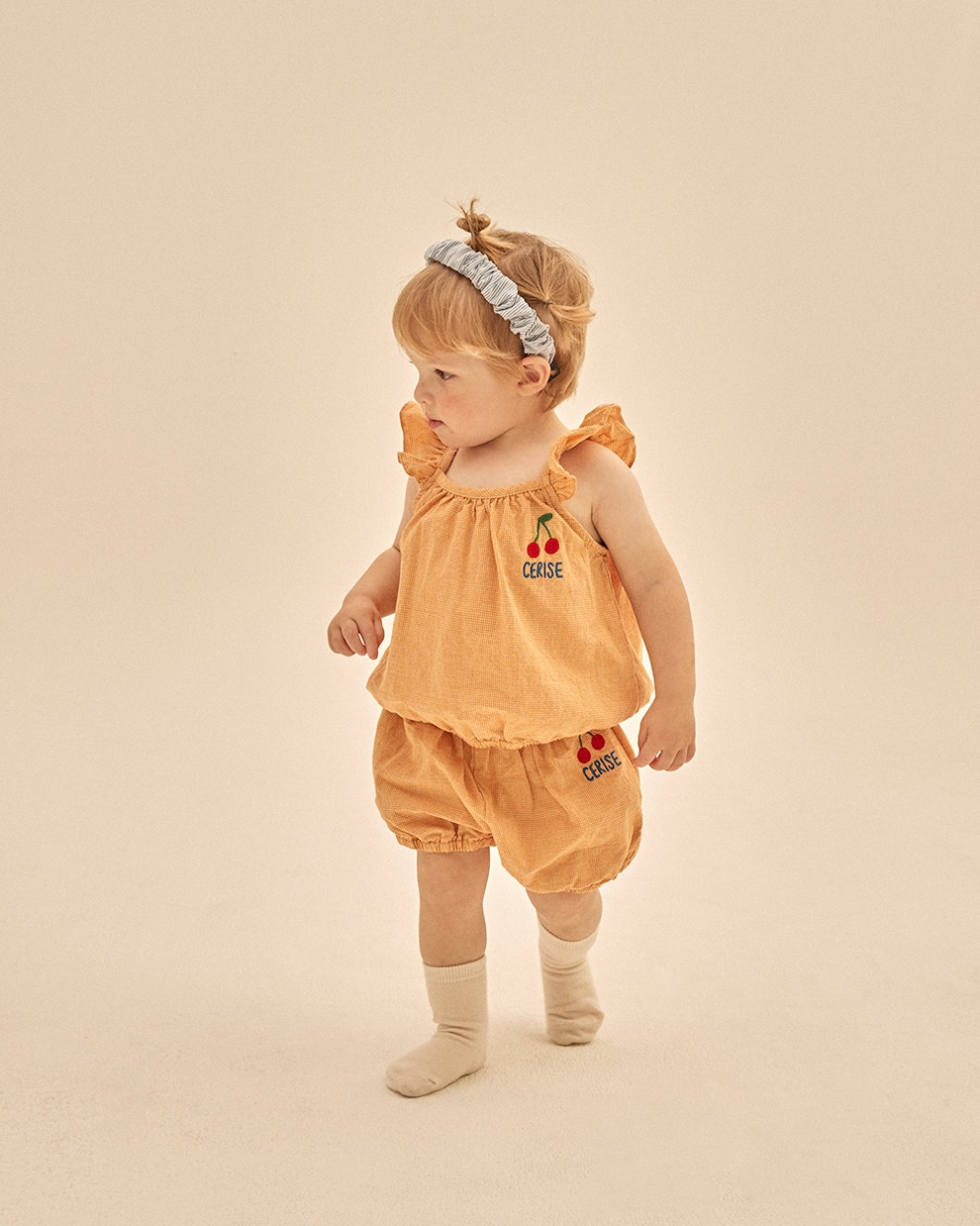 Embroidered checked cotton shorts | Jellymallow