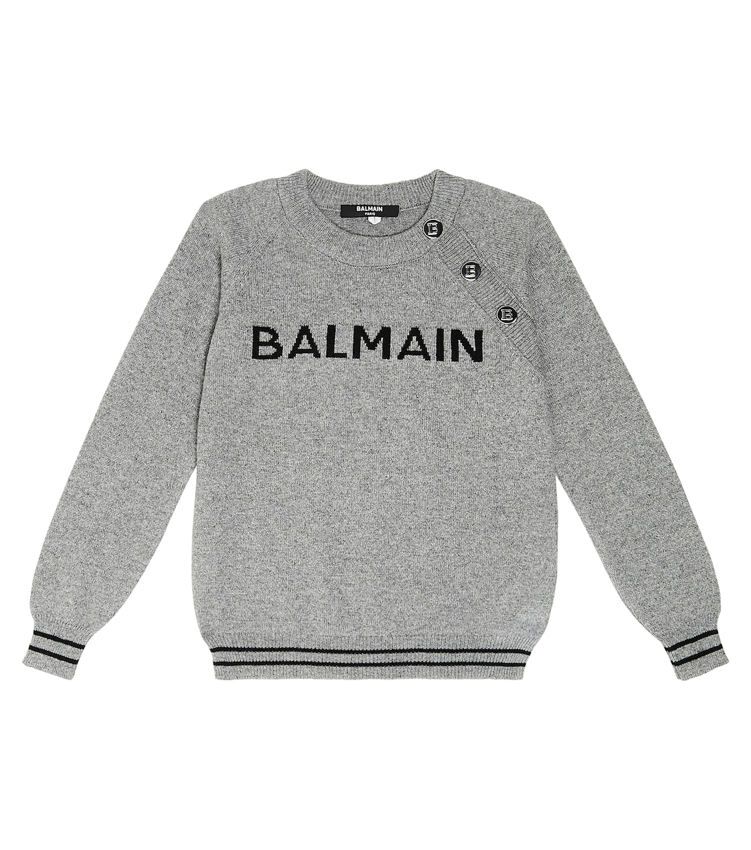 Pull en laine et soie mélangées à logo | Balmain Kids