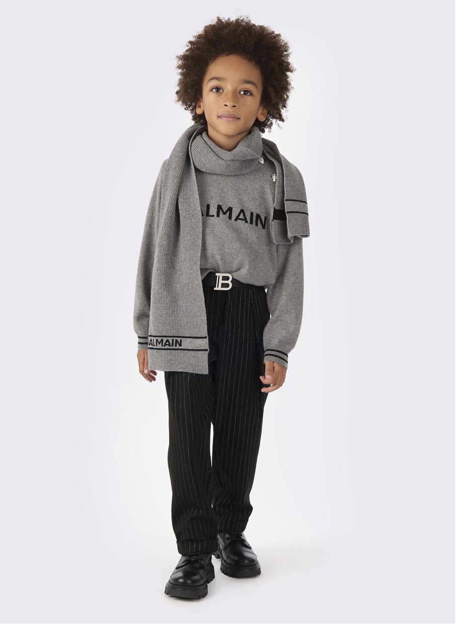 Pull en laine et soie mélangées à logo | Balmain Kids