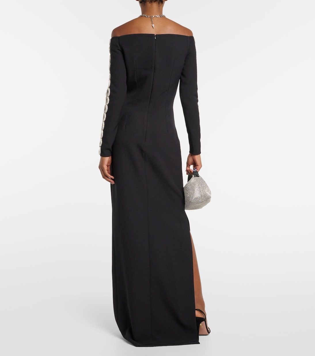 Abito lungo Maimie in crêpe con cristalli | Safiyaa
