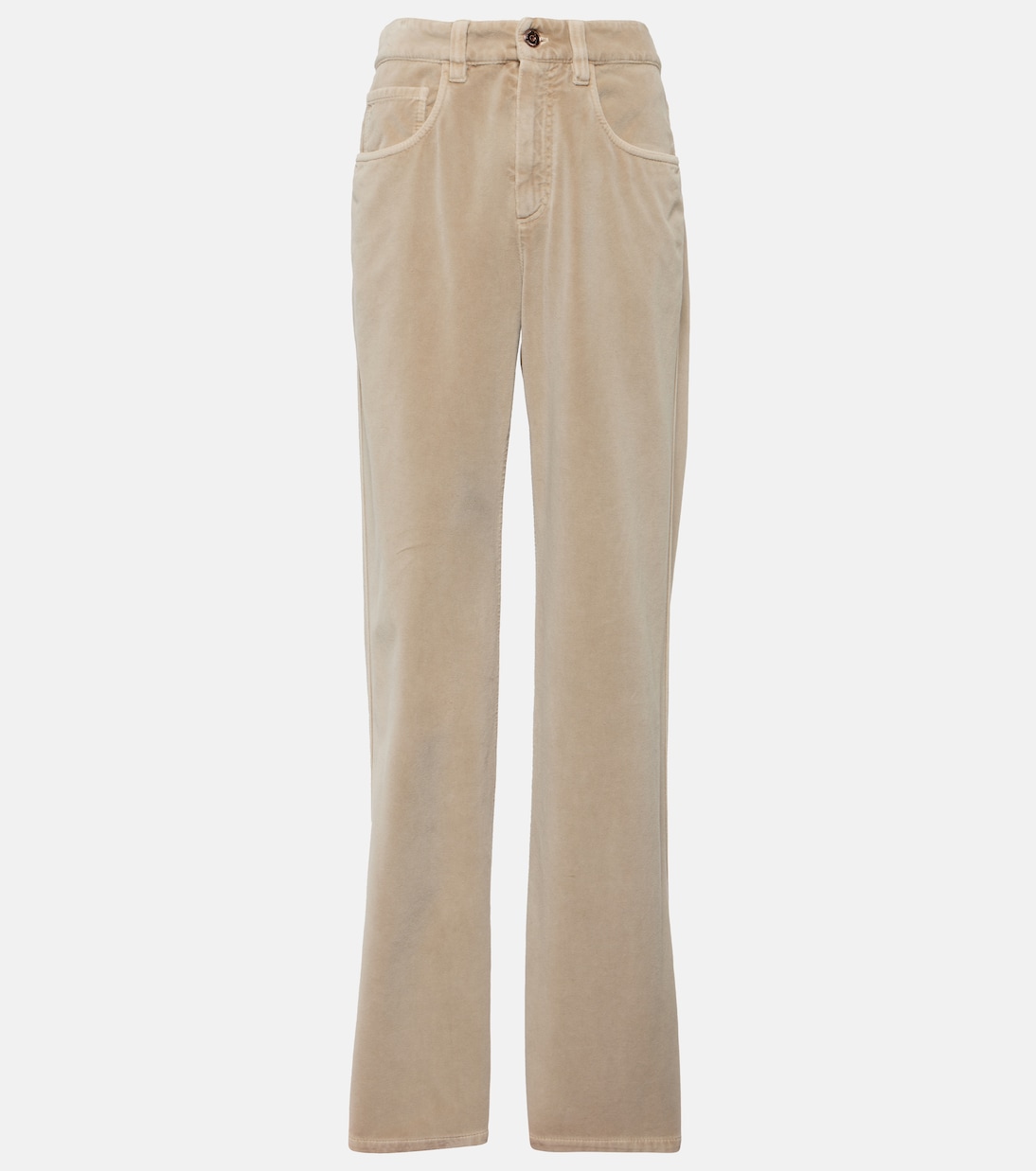Gerade Mid-Rise-Hose aus Baumwollsamt | Brunello Cucinelli