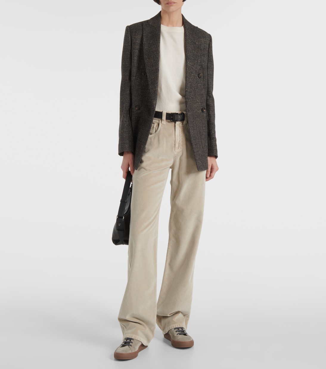 Gerade Mid-Rise-Hose aus Baumwollsamt | Brunello Cucinelli