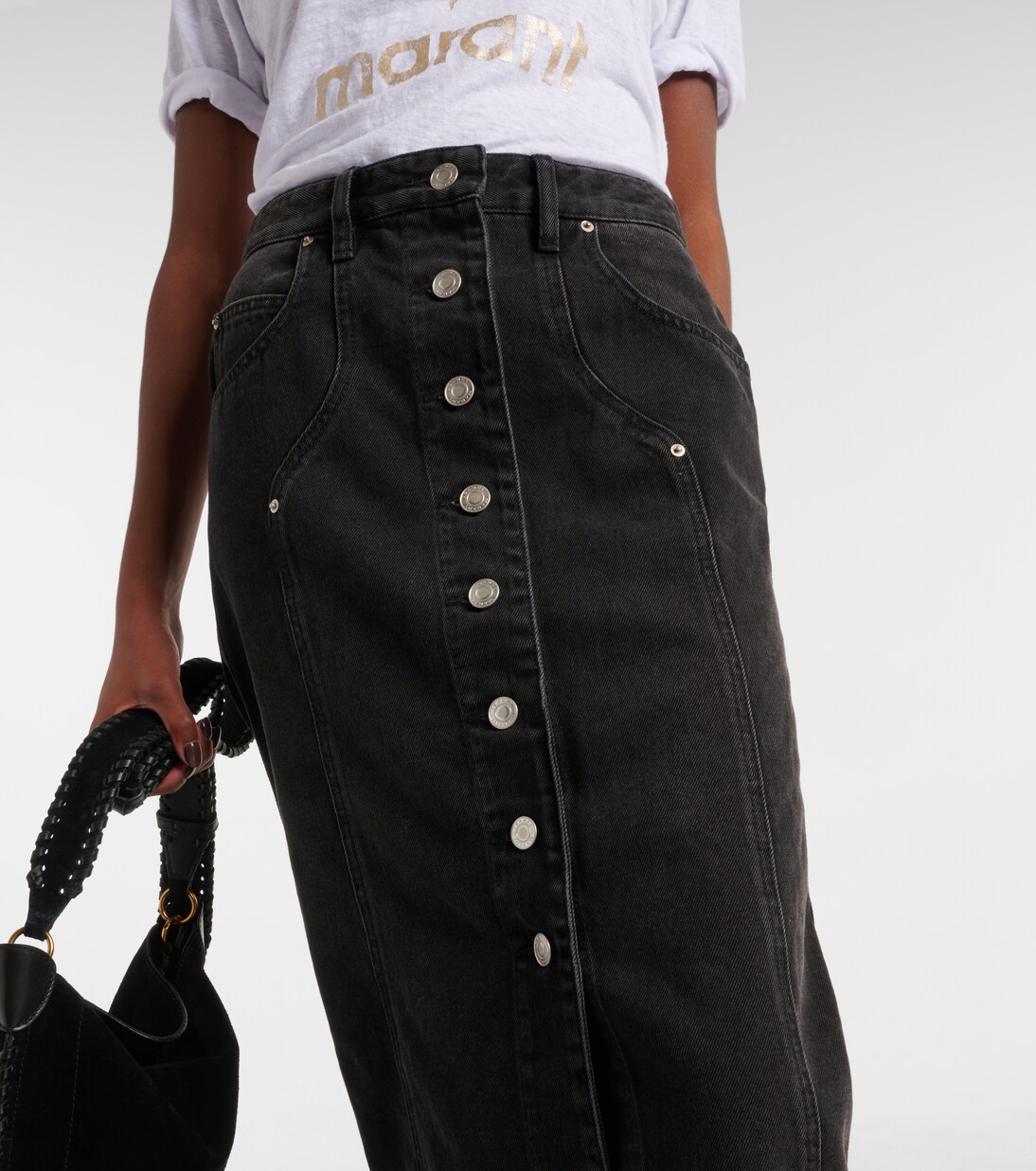 Vandy high-rise denim midi skirt | Marant Etoile