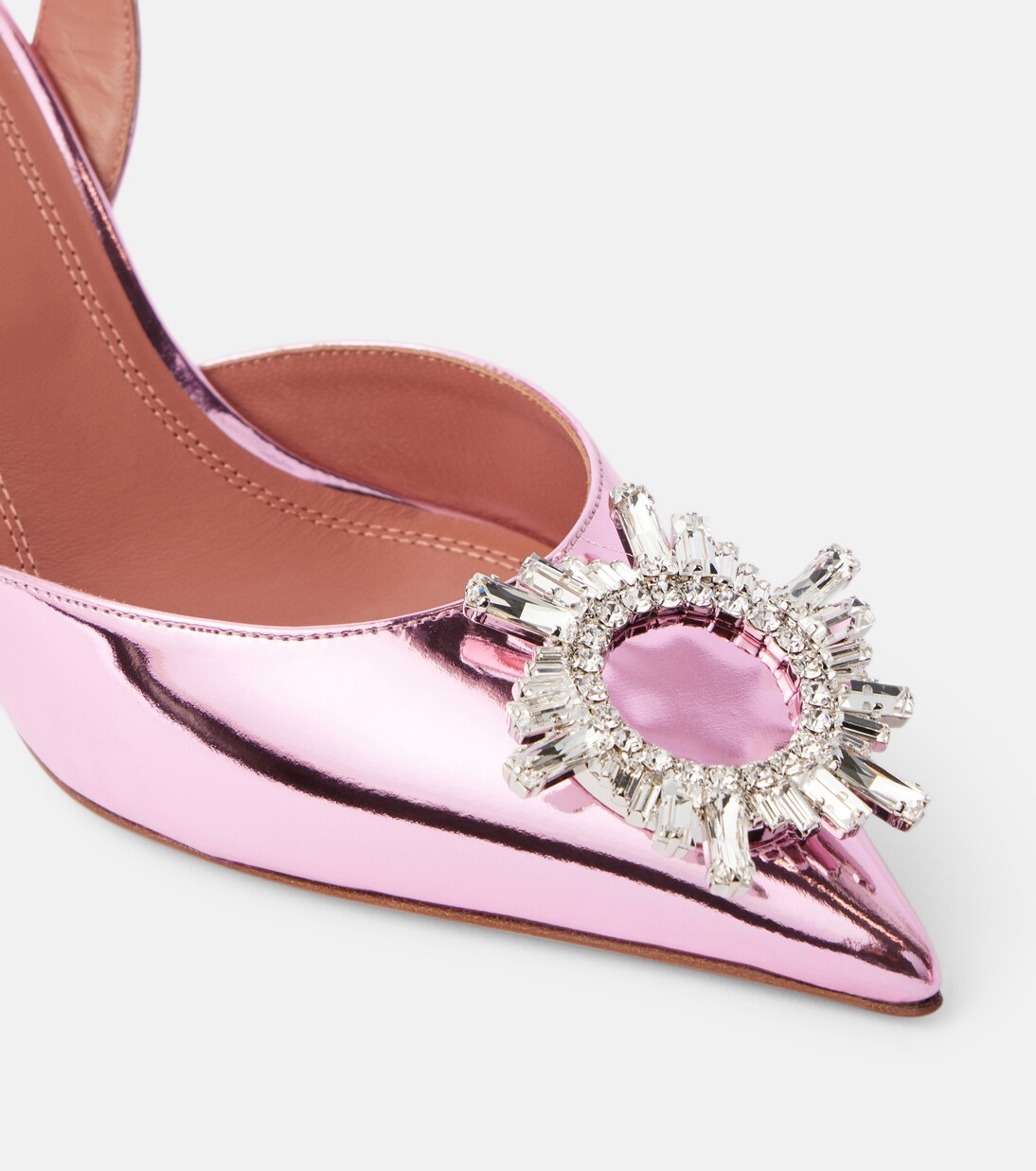 Begum Sling 70 mirrored leather slingback pumps | Amina Muaddi