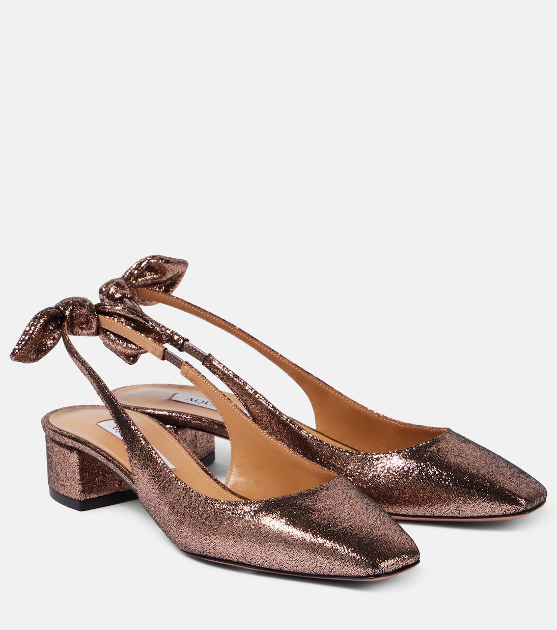 Very Bow Tie glitter slingback pumps | Aquazzura
