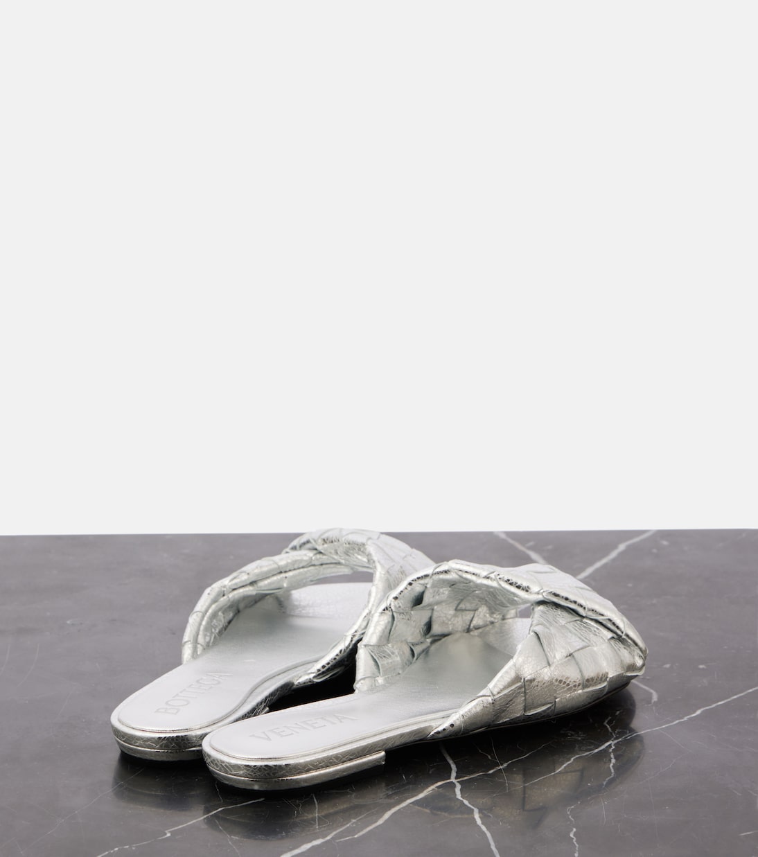 Blink Intrecciato metallic leather mules | Bottega Veneta