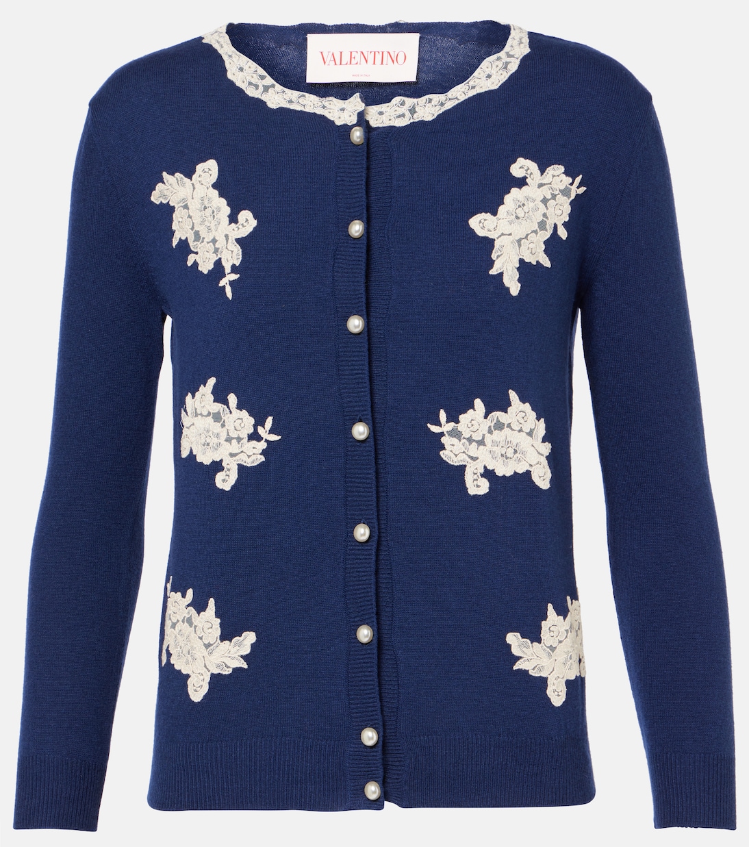 Lace-trimmed virgin wool cardigan | Valentino