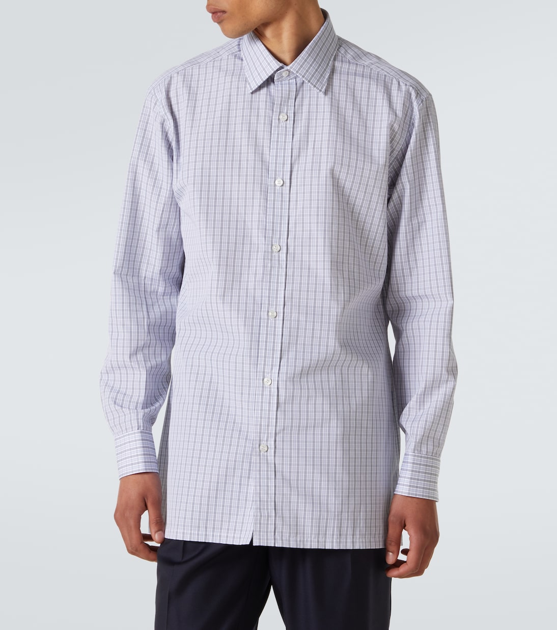 Camicia in popeline di cotone a quadri | Charvet