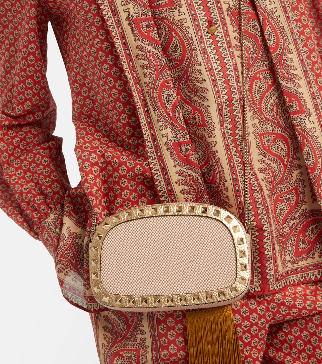 Rockstud VLogo Mini canvas shoulder bag | Valentino Garavani