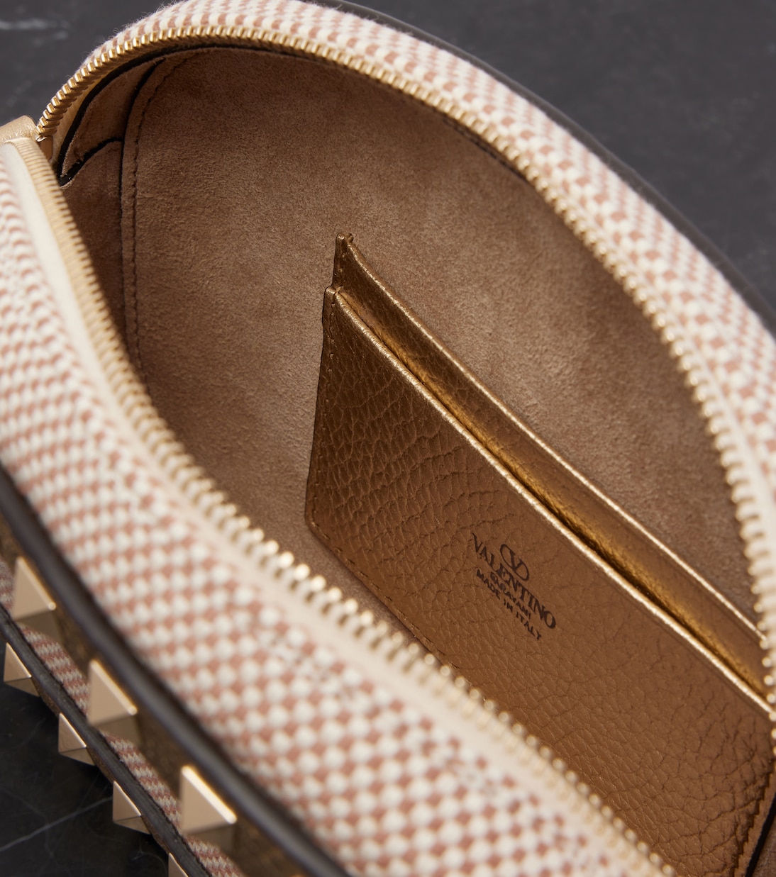 Rockstud VLogo Mini canvas shoulder bag | Valentino Garavani