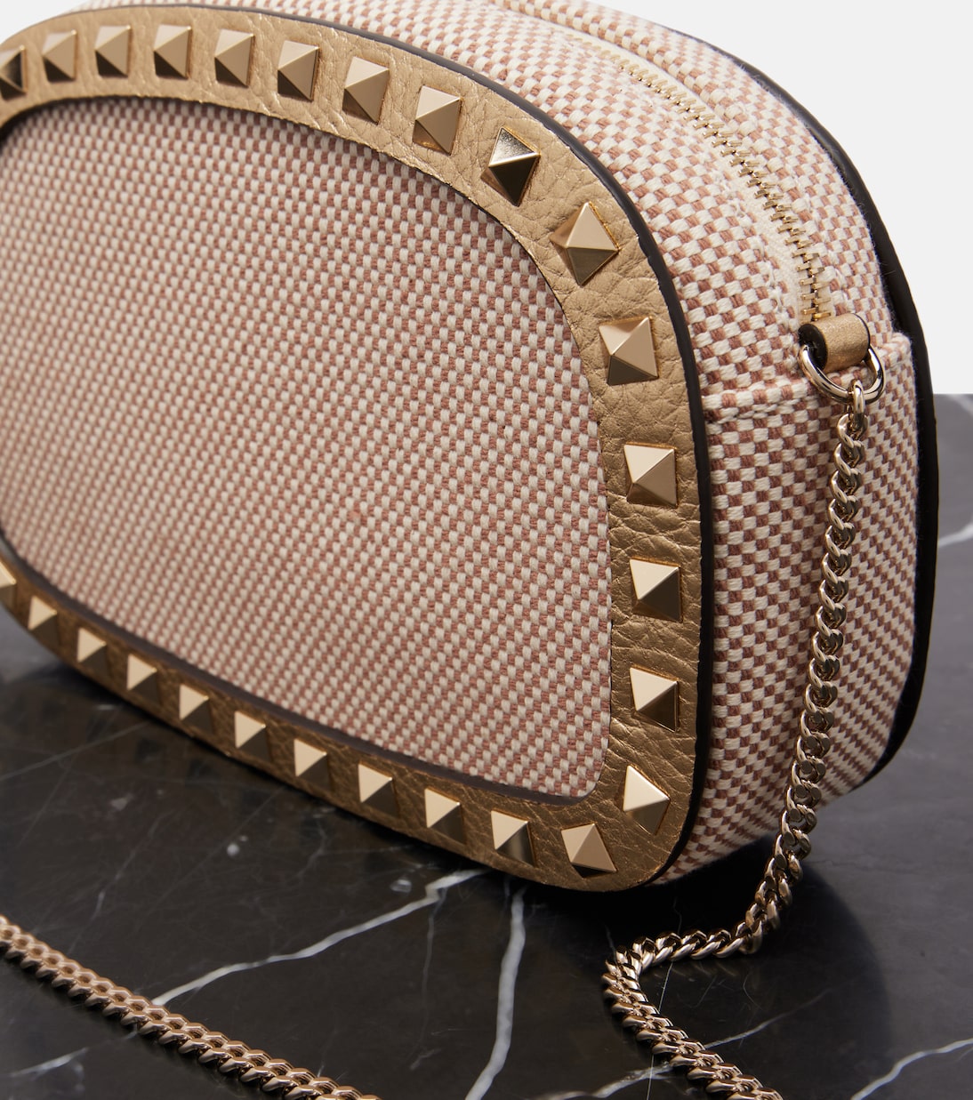 Rockstud VLogo Mini canvas shoulder bag | Valentino Garavani