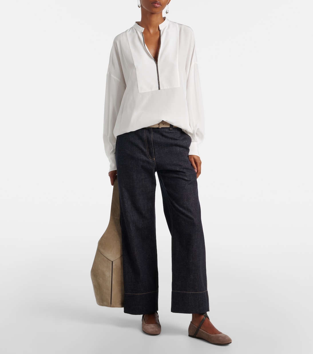 Ballerinas Monili aus Veloursleder | Brunello Cucinelli