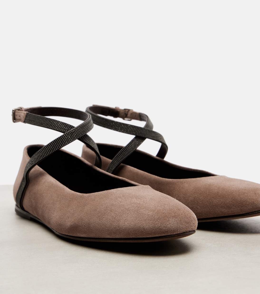 Ballerinas Monili aus Veloursleder | Brunello Cucinelli