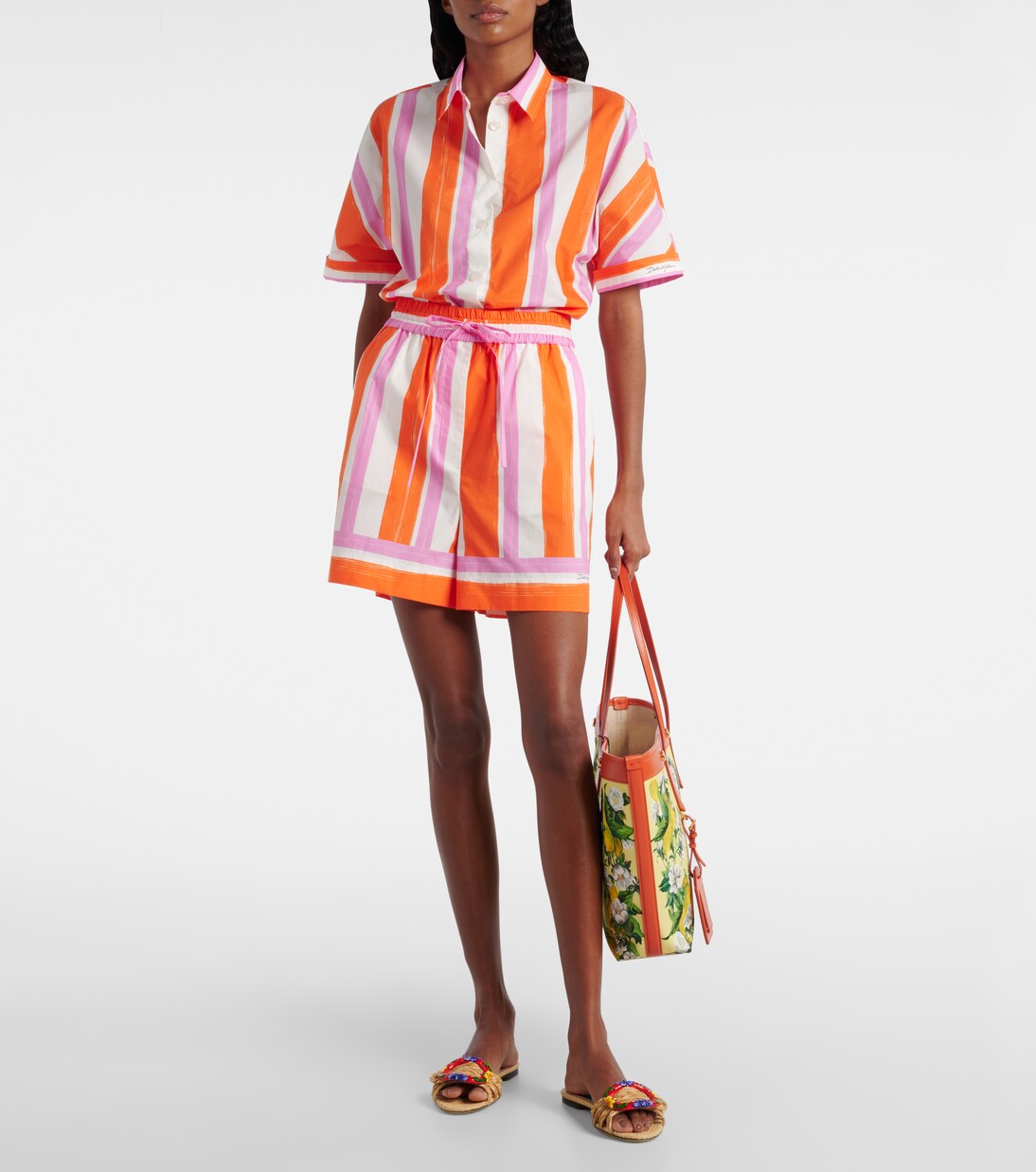 شورت من القطن بخطوط | Dolce&Gabbana