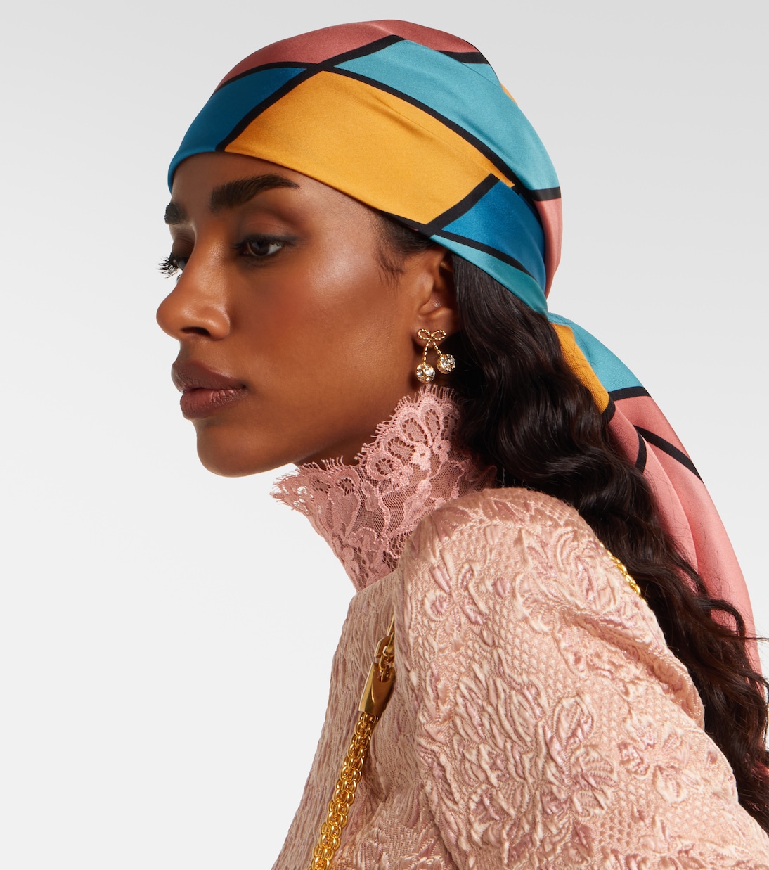 Rhombelle checked silk scarf | Valentino