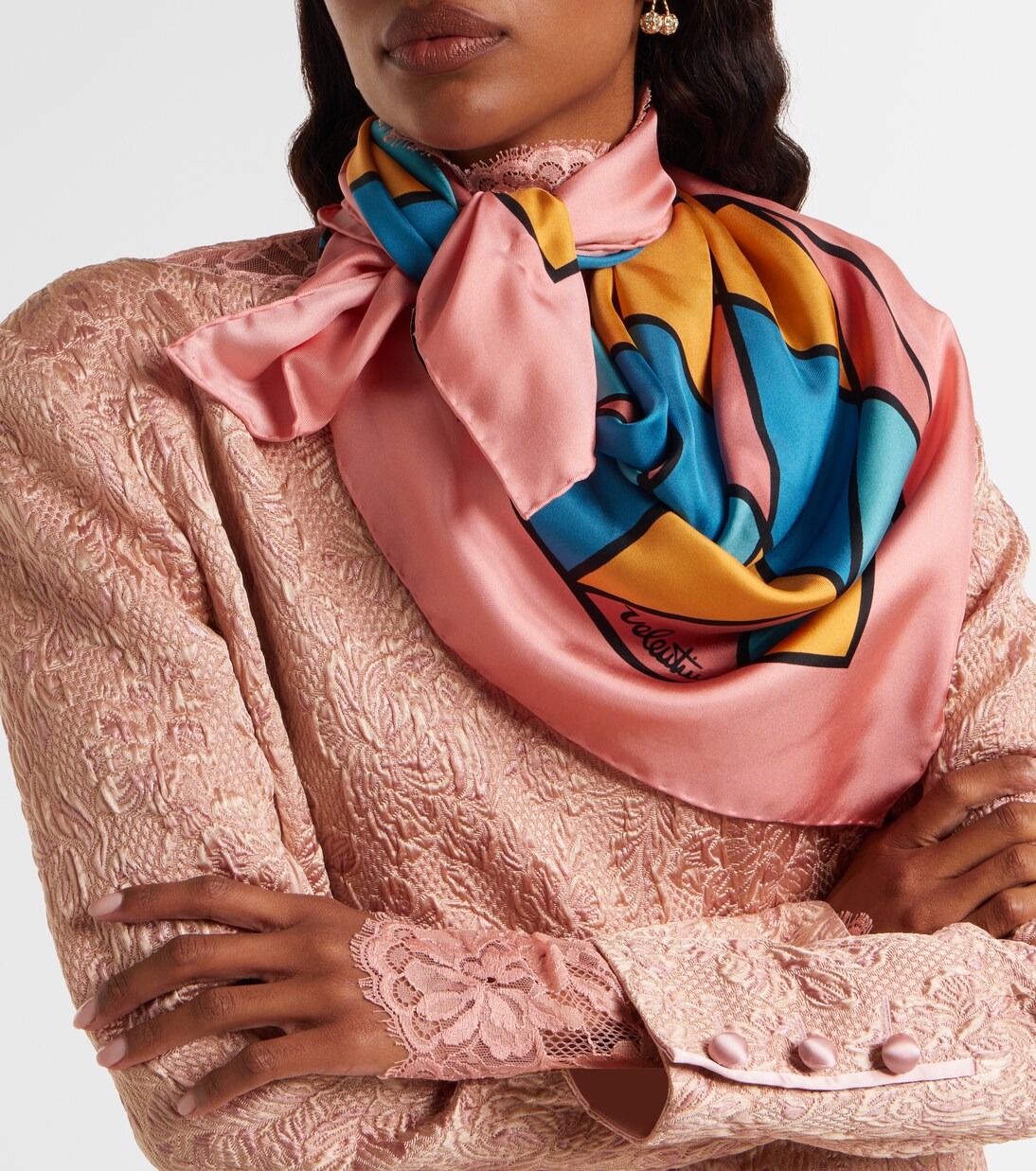 Rhombelle checked silk scarf | Valentino