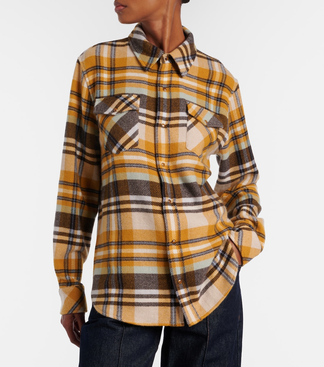 Abundance Tartan cashmere shirt with tiger's eye | God's True Cashmere