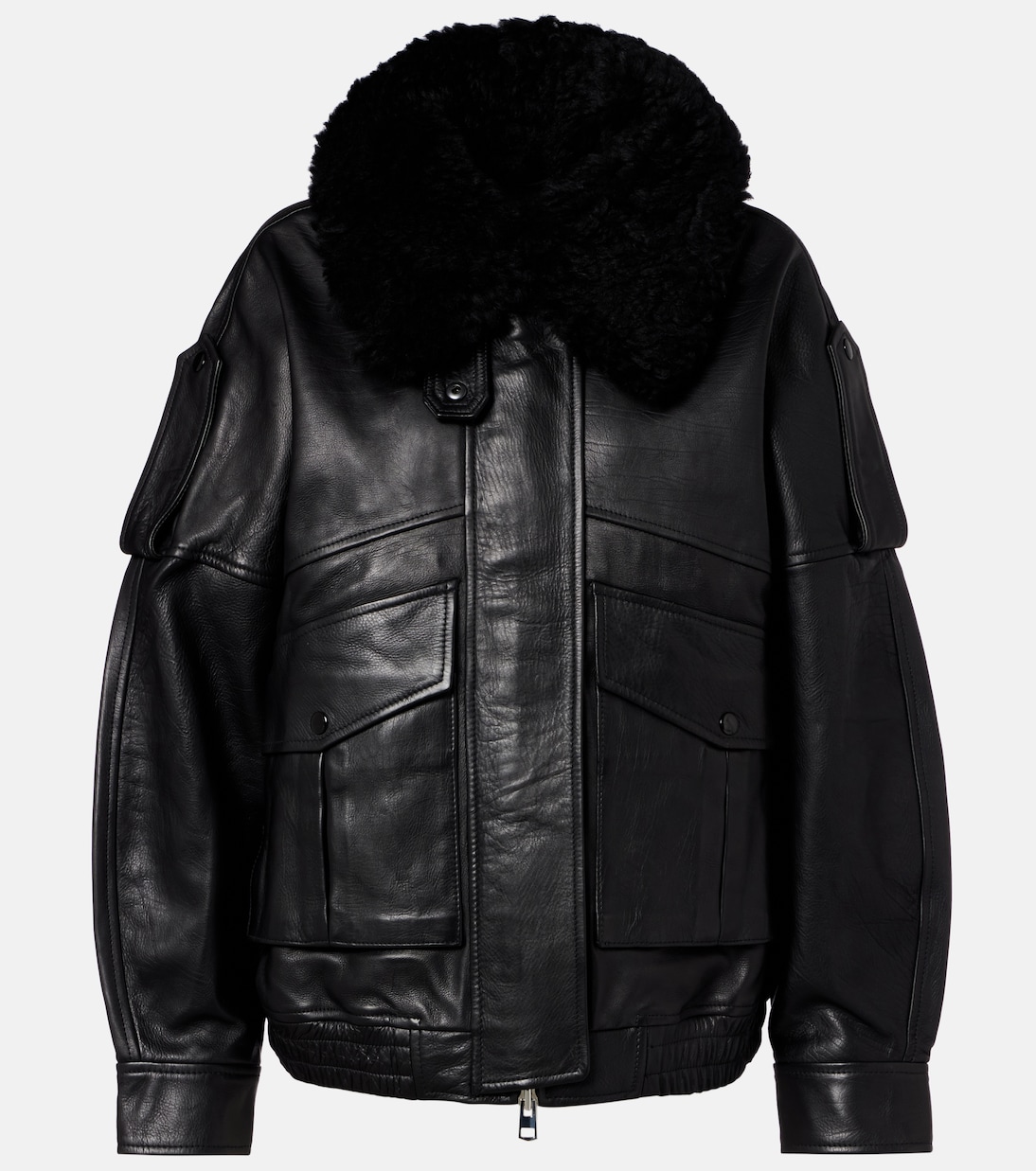 Oversize-Lederjacke Avril mit Shearling | Agolde