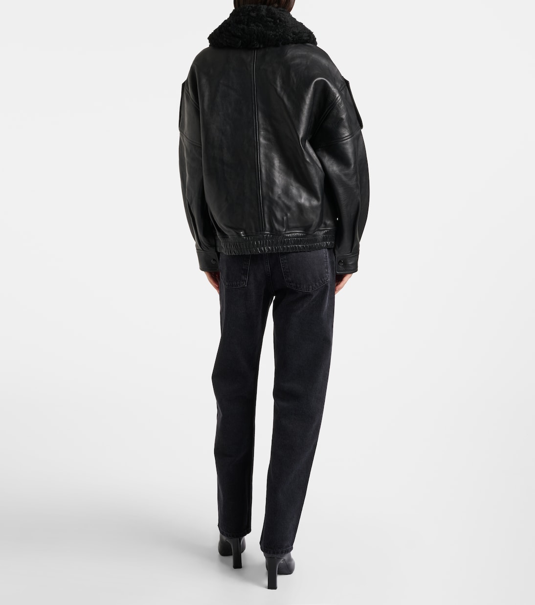 Oversize-Lederjacke Avril mit Shearling | Agolde