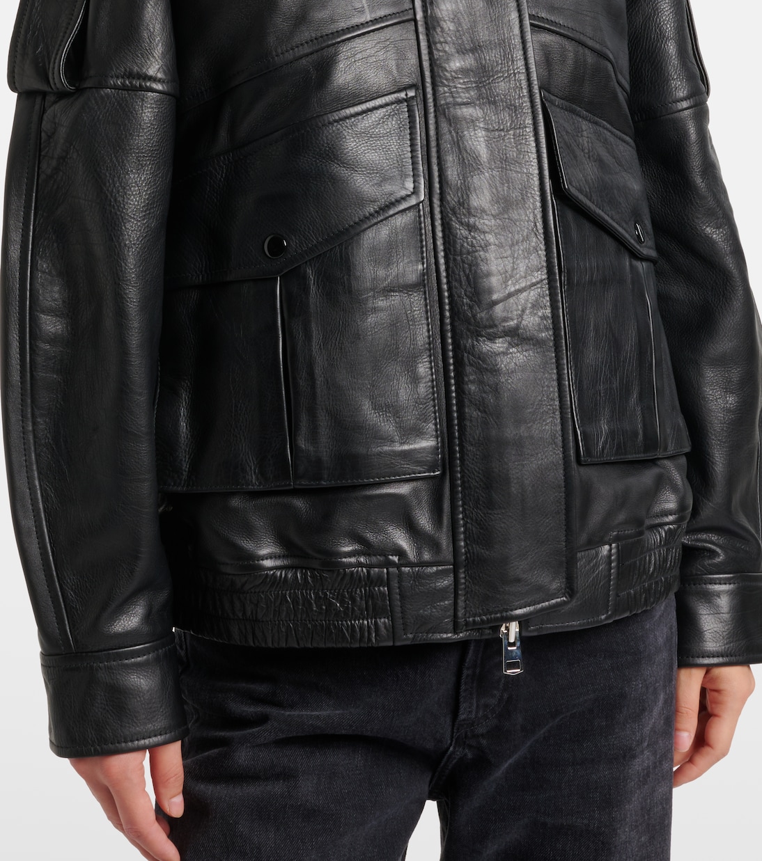 Oversize-Lederjacke Avril mit Shearling | Agolde