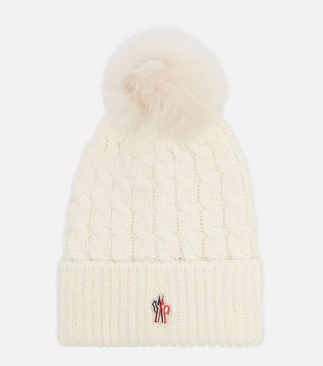 Logo shearling-trimmed virgin wool beanie | Moncler