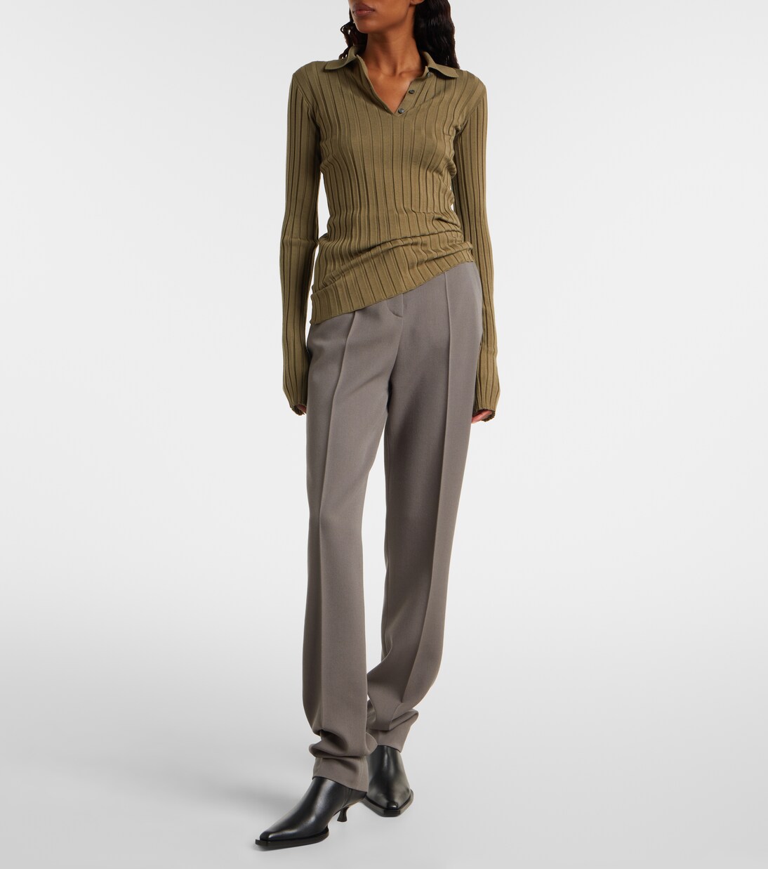 Ribbed-knit wool polo shirt  | Calvin Klein Collection