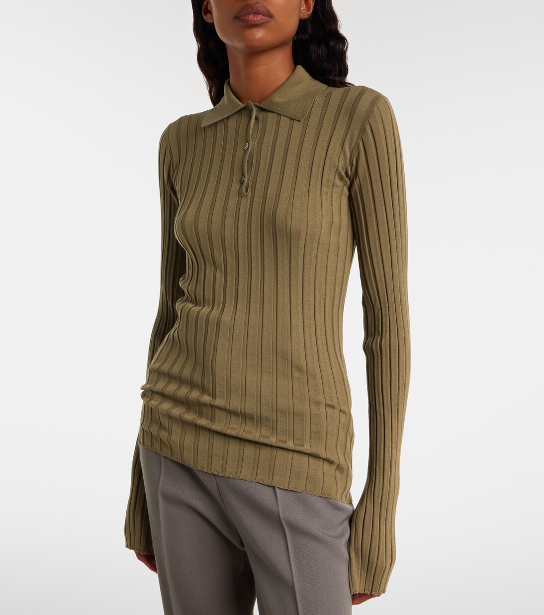 Ribbed-knit wool polo shirt  | Calvin Klein Collection