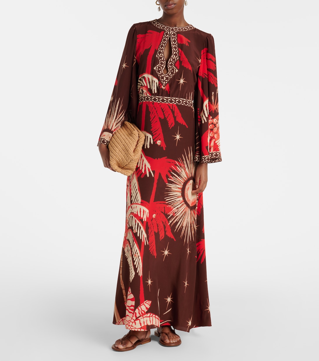 Vestido largo de seda estampado | Johanna Ortiz