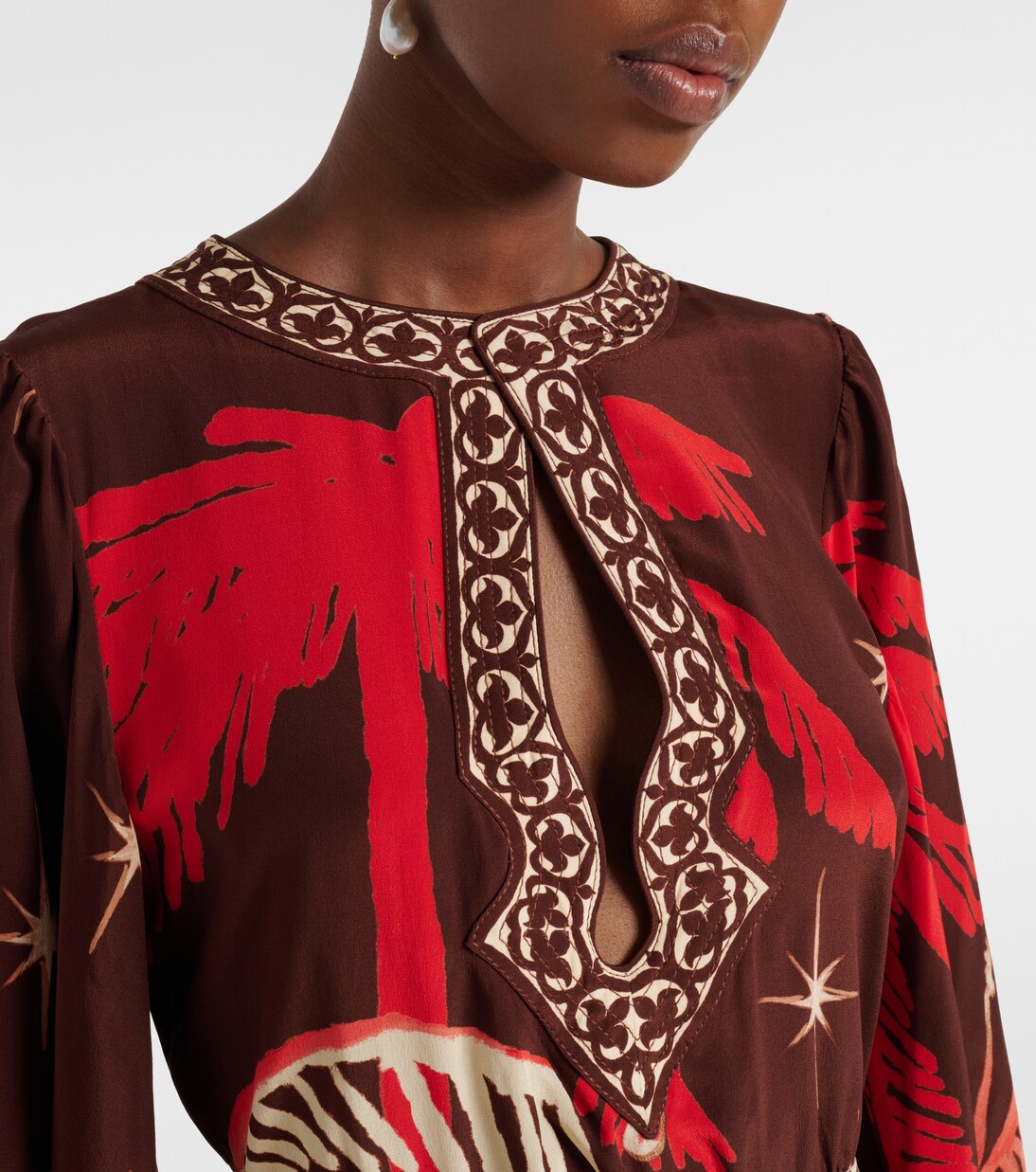 Vestido largo de seda estampado | Johanna Ortiz