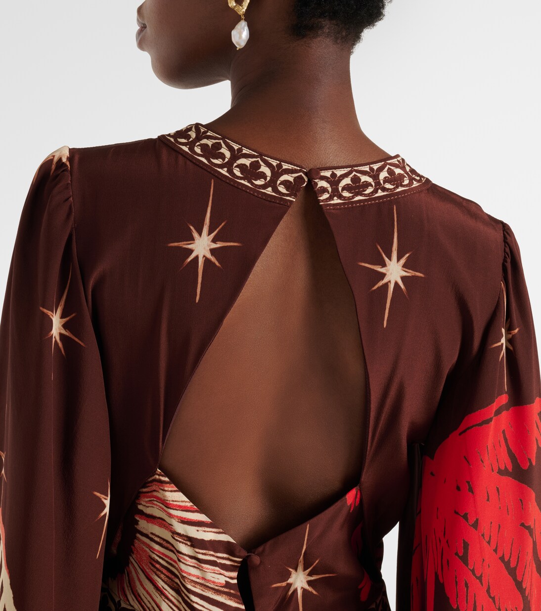 Vestido largo de seda estampado | Johanna Ortiz