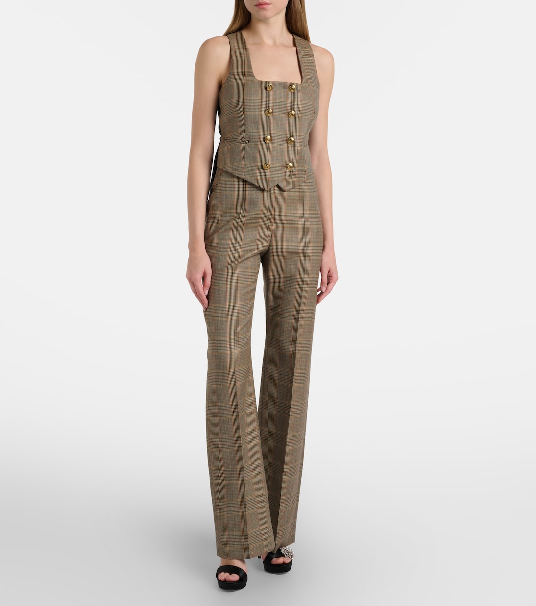 Pantalon droit Country Check en laine | McQueen