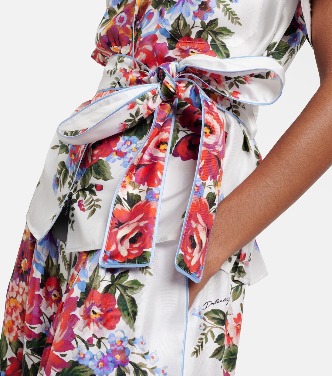 Top envolvente de sarga de seda floral | Dolce&Gabbana