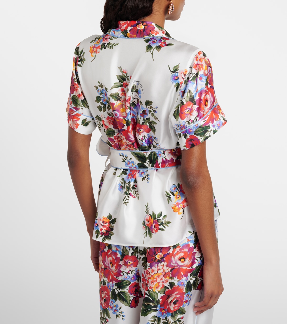 Top envolvente de sarga de seda floral | Dolce&Gabbana