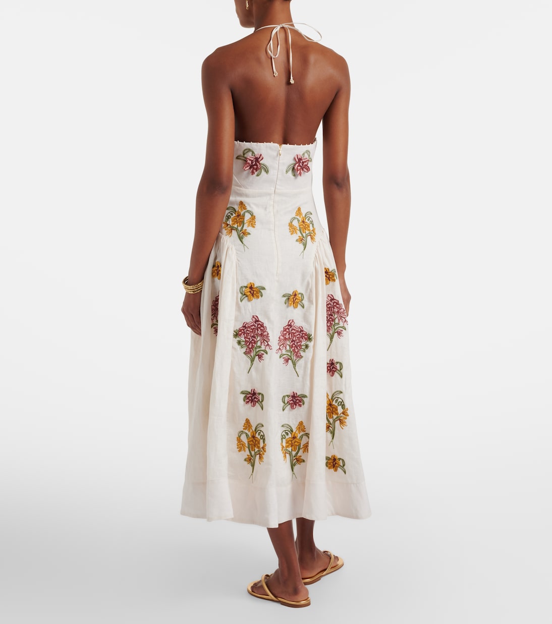 Besticktes Midikleid Balsa Cordillera aus Leinen | Agua by Agua Bendita