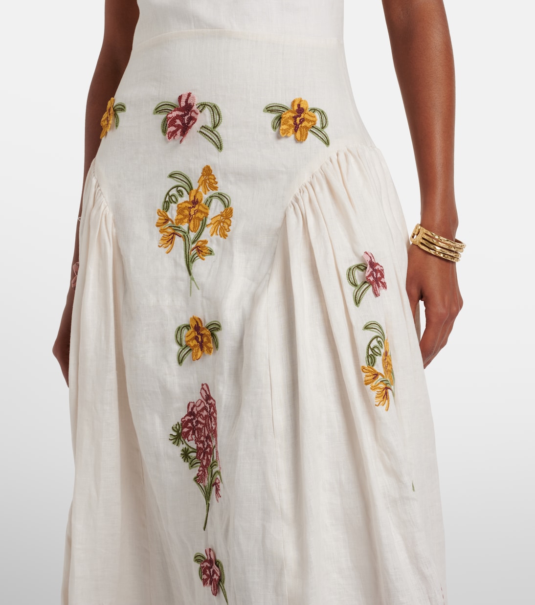 Besticktes Midikleid Balsa Cordillera aus Leinen | Agua by Agua Bendita