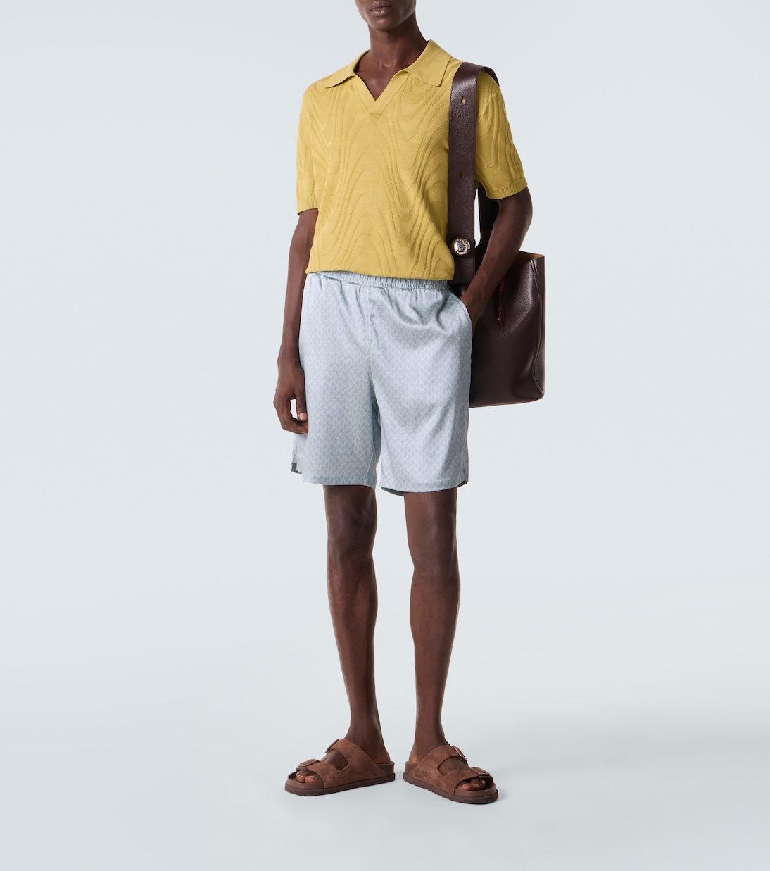 Rino cotton and silk jacquard polo shirt | Frescobol Carioca