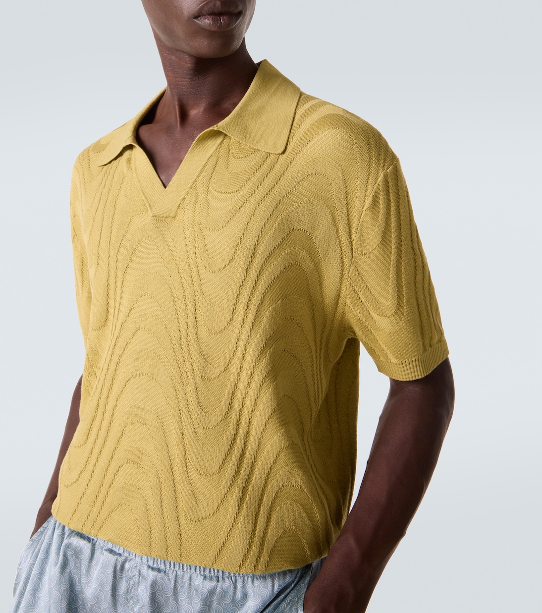 Rino cotton and silk jacquard polo shirt | Frescobol Carioca