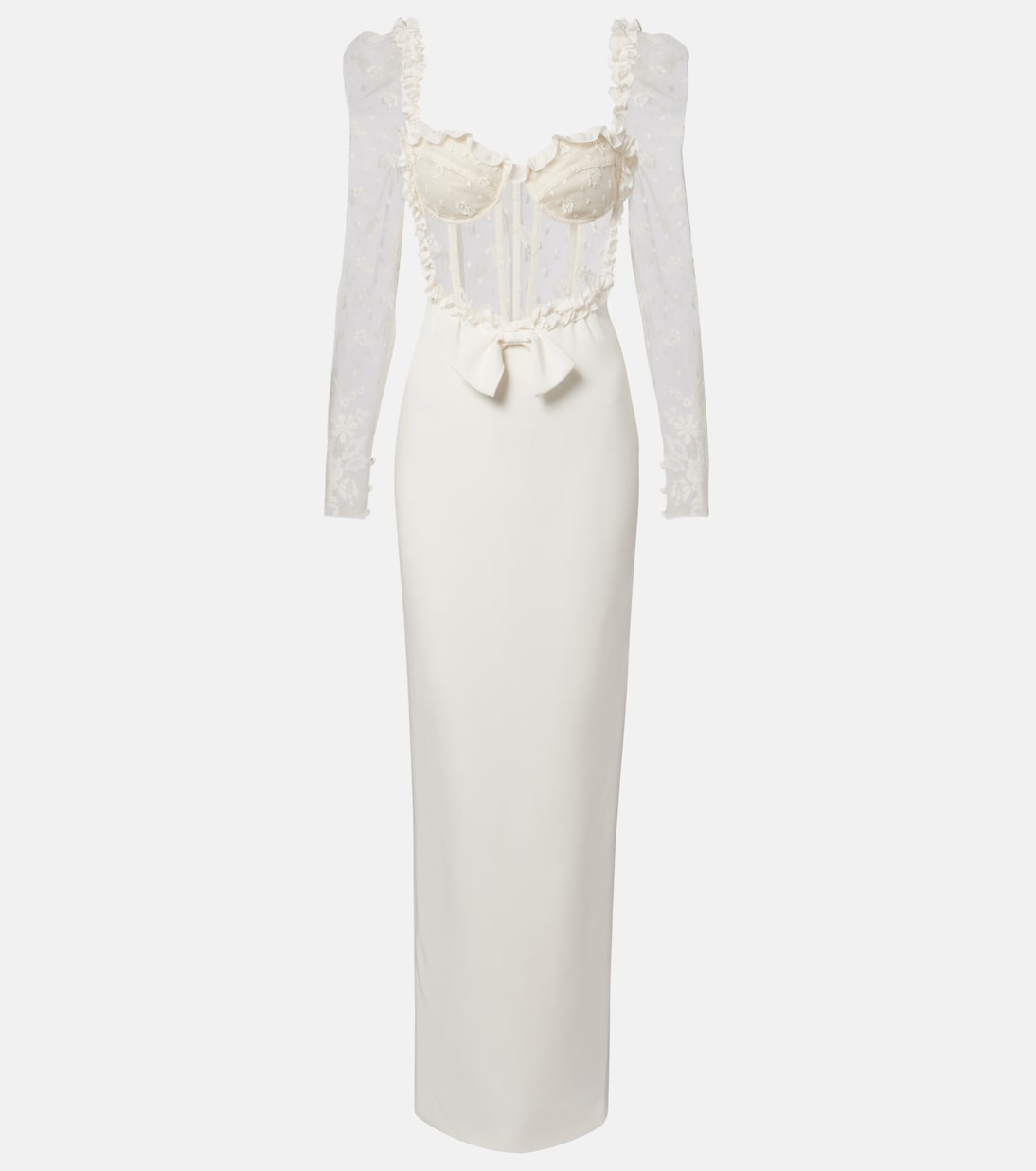 Bow-detail lace-trimmed cady gown | Alessandra Rich