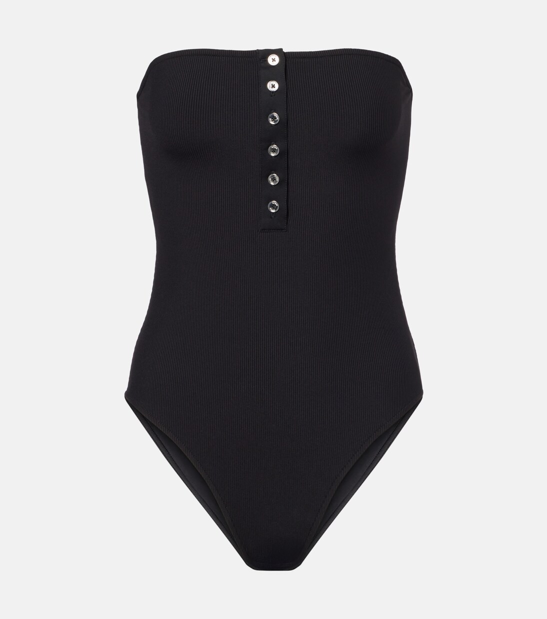 Ribbed-knit bandeau swimsuit | Toteme